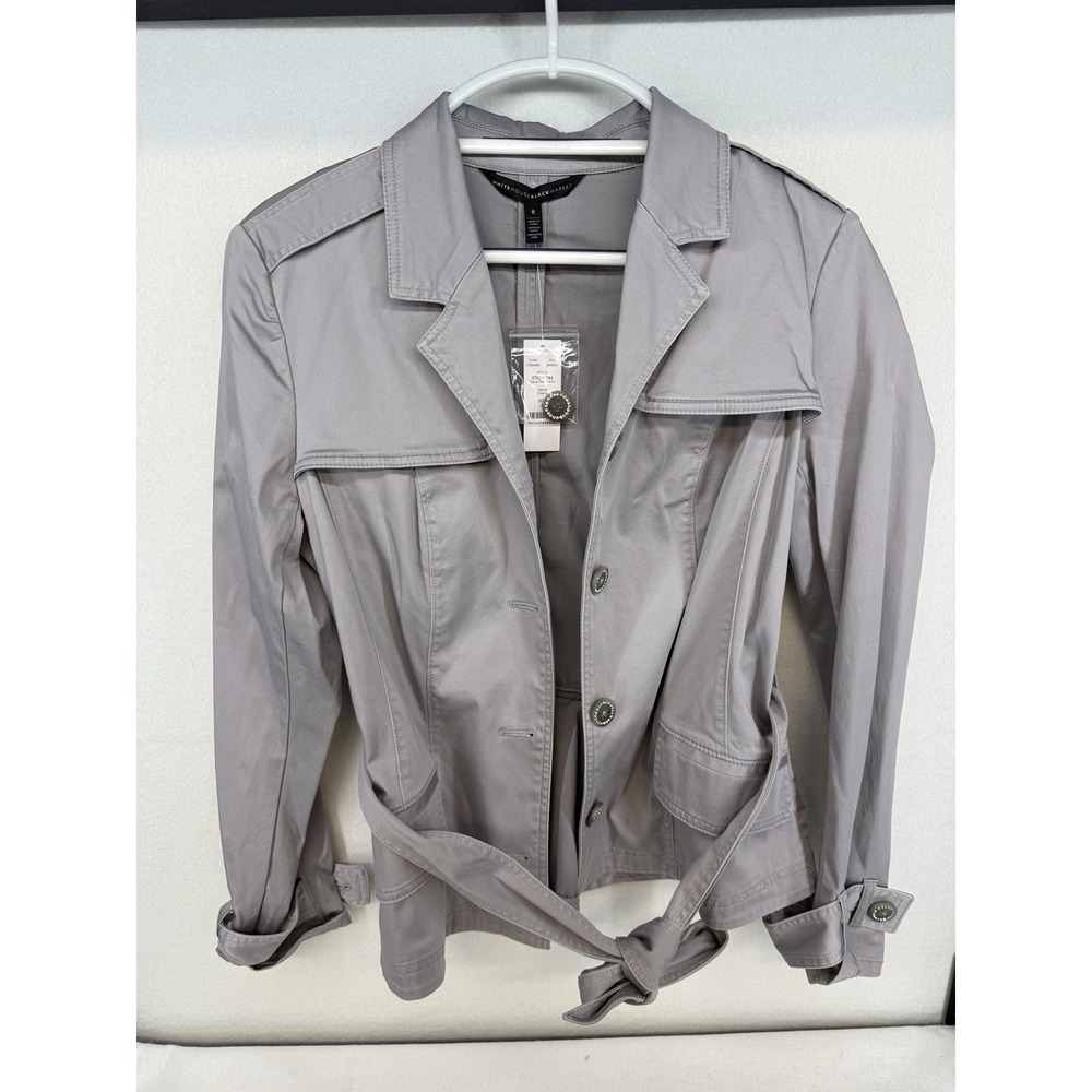 NWT WHBM Chrome Casual Short Belted Trench Coat Size 8‎